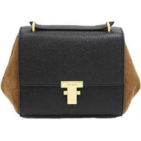 Tory Burch 84761 Black/Gold Hardware Juliette Black Leather Brown Suede Women's Mini Bag