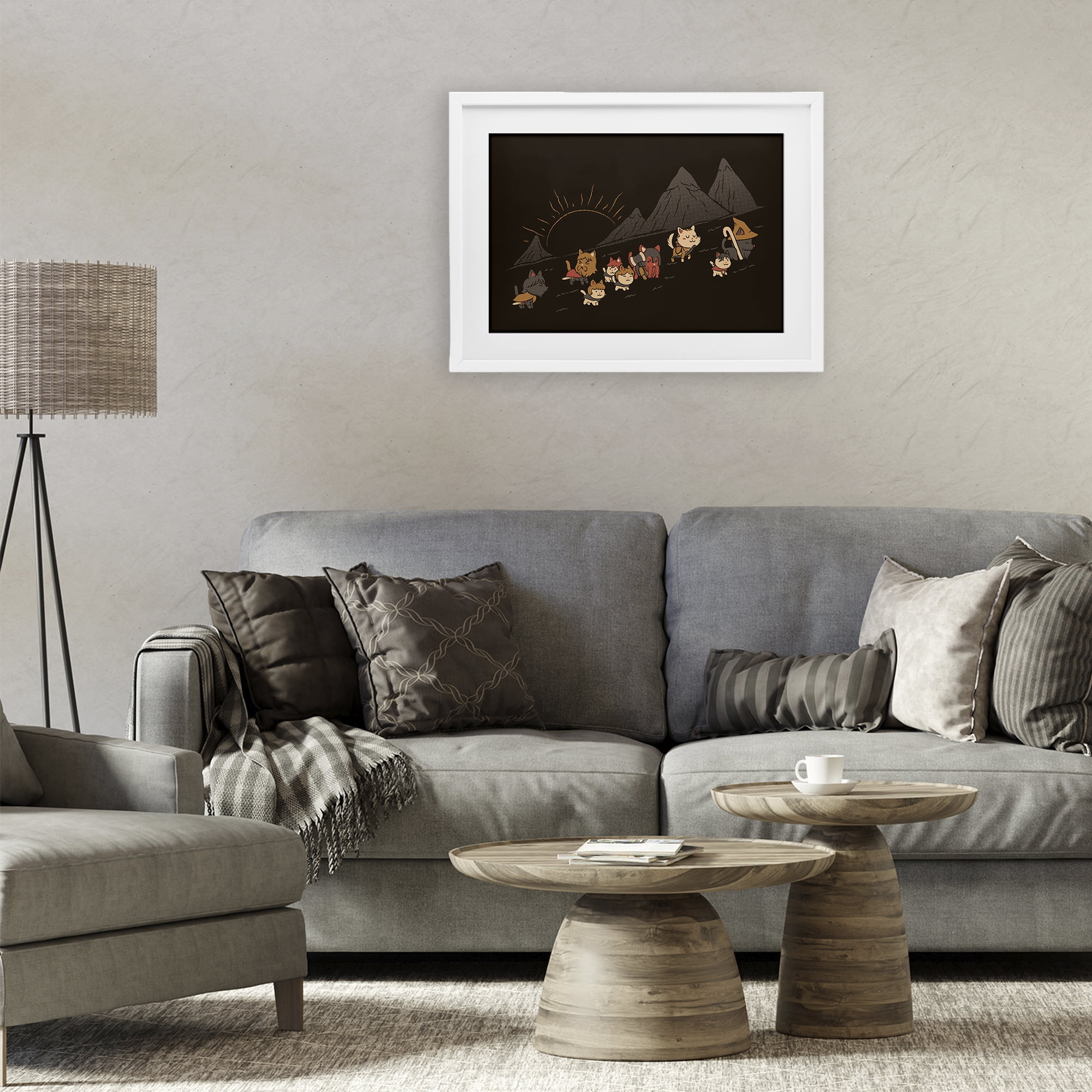 Stupell Industries Iconic Furrowship Of Ring Cats White Framed Print Under Glass, design by Tobe Fonseca