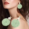 thumbnail image 4 of Pendientes de ratán Pendientes redondos de paja Pendientes colgantes de ligera Verde Yuyangstore Pendientes Mujer, 4 of 8