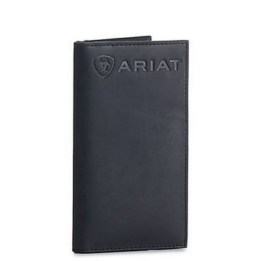 Ariat Mens Embossed Leather Rodeo Wallet Checkbook Cover, Black