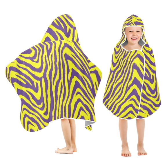 joogoo Purple Zebra Pattern Kids Hooded Beach Towel Baby Bath Towel 23.5"x50"