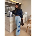thumbnail image 5 of Women'S Jeans High Waisted Fashion Casual Star Denim Loose Wide Leg Straight Leg Bootcut Pants Light Blue XL, 5 of 9