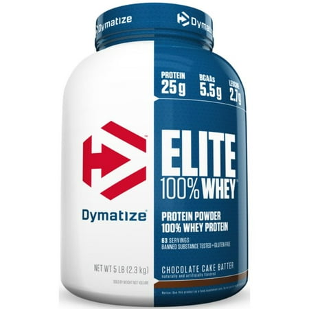 Dymatize Elite 100% Whey Protein Powder, Chocolate Cake Batter, 25g Protein/Serving, 5