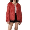 thumbnail image 1 of Diconna Women's Fall Faux Fur Jacket Solid Color Long Sleeve Open Front Plus Size Coat Streetwear, 1 of 9