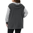 thumbnail image 4 of DARING DIVA Plus Size Hooded Open Front Sweatshirt Jacket 1X Dark Grey, 4 of 7