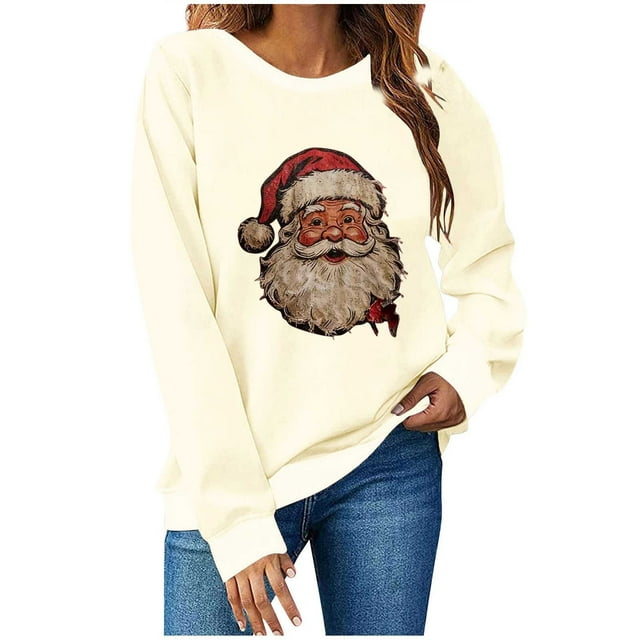 Chandails de Noël pour Femmes Mode de Noël pour Femmes T-Shirt à Manches Longues et Col Rond avec Coupe Ample et Design de Chandail Sans Capuche pour Femmes