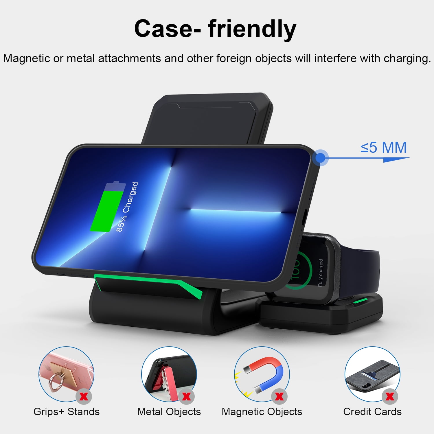 Wireless Charger iPhone Charging Station: 3 in 1 Charger Stand Multiple Devices for Apple - iPhone 17 16e 16 15 14 Pro Max 13 12 11 - Watch 10 9 8 7 6 5 4 3 2 SE and Ultra Series - Airpods 4 3 Pro