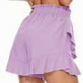 thumbnail image 4 of RYRJJ High Waisted Shorts for Women Flowy Shorts Dressy Casual Summer Ruffle Wrap Pull On Elastic Waist Skirts Skorts Lightweight(Purple,XL), 4 of 7