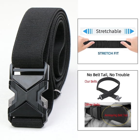 Dutrong Belt for Men with Stretch Leisure,1.5" Elastic Nylon High Quality Strap, Hiking Rigger Work l Belt with Heavy Duty Quick Release Buckle
