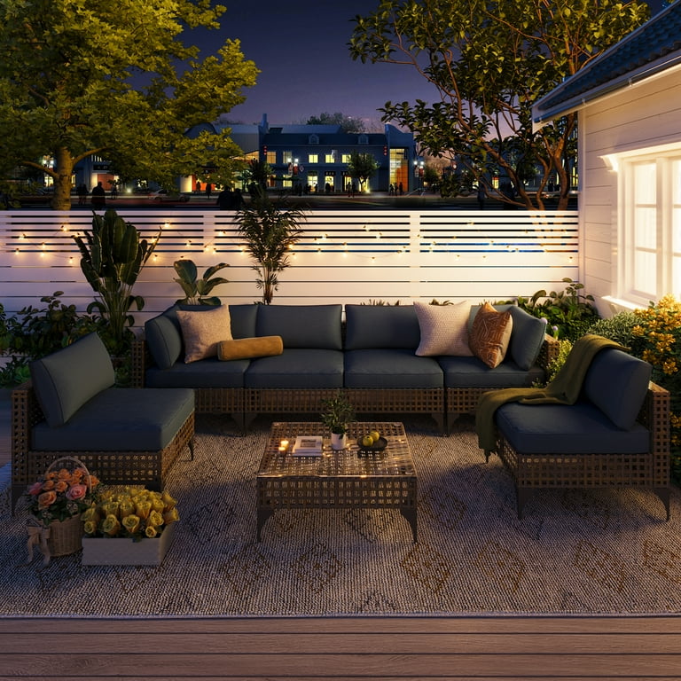 YODOLLA 7-Piece Patio Sectional Furniture, Wicker Outdoor Sofa