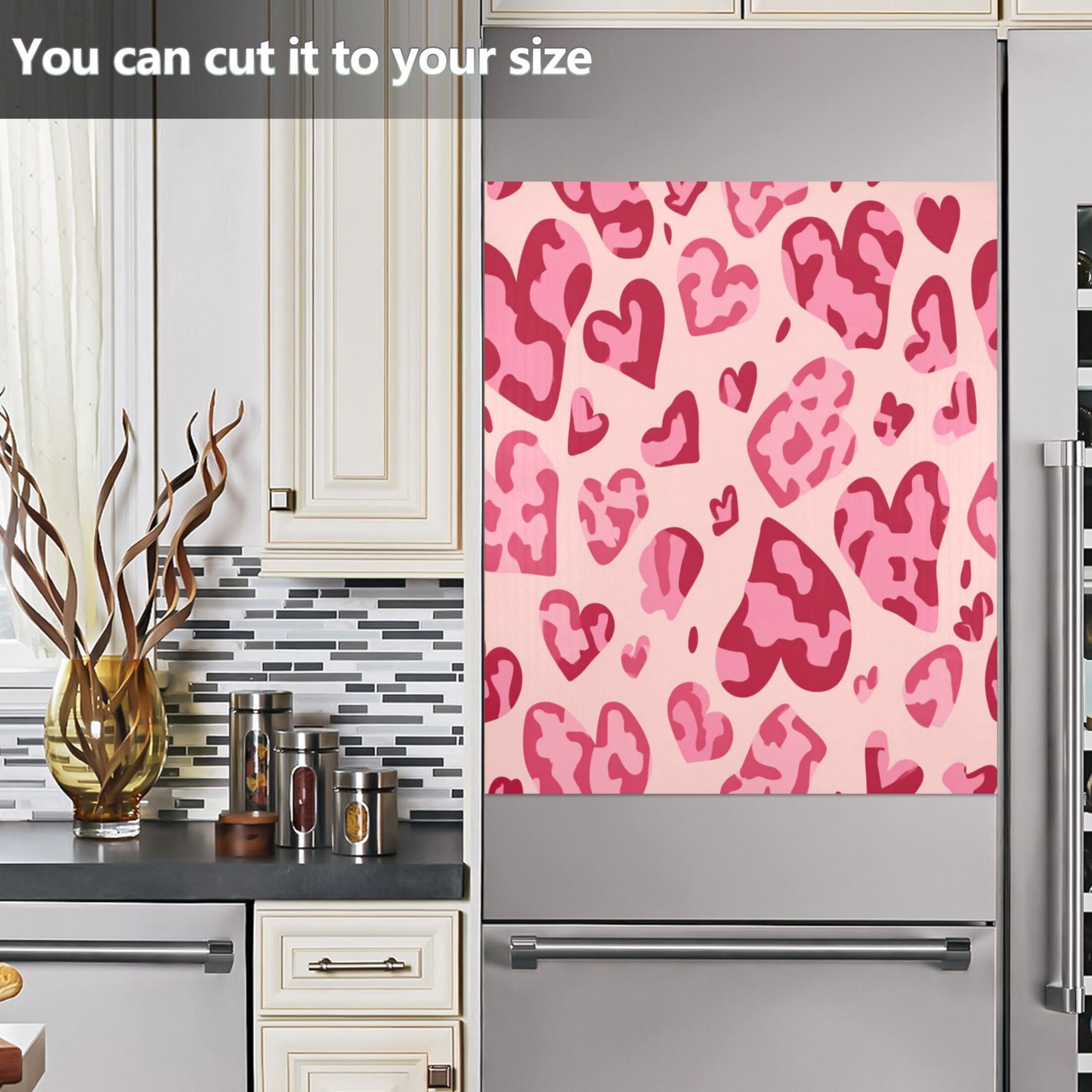 IAUYY Magnetic decorative sticker - 23x26 Inch PVC Refrigerator Decorative Cover, Removable DIY Art for Kitchen Appliances Heart Pattern