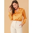 thumbnail image 3 of Camisa de trabajo de manga larga con blusa elegante con cuello en V de oficina para mujer Bronce L, 3 of 6