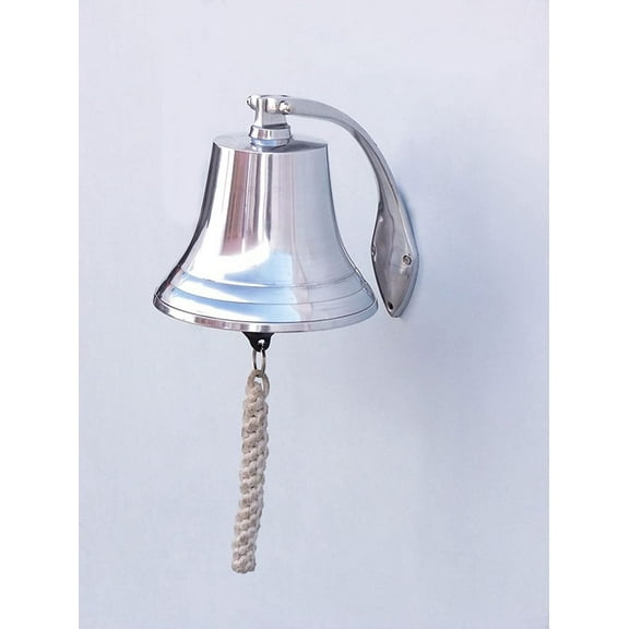Hampton Nautical 3xglass-101 Chrome Hanging Harbor Bell 7" Nautical Home Decoration, 7 inch