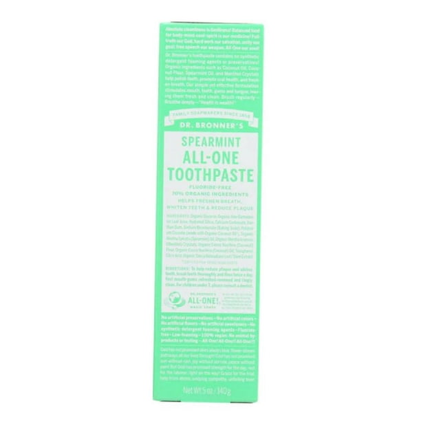 Dr. Bronner's AllOne Toothpaste Spearmint 5 Ounces Pack Of 3
