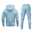 thumbnail image 5 of Men Tracksuit 2 Piece Outfit Long Sleeve Pullover Hoodie & Jogger Pants Soft Fleece Sweatpant Sweatsuits Set Light Blue L, 5 of 5