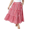 thumbnail image 4 of Agnes Orinda Women's Plus Size Plaid Skirts 1950s Gingham Tiered Layer Flowy Maxi Summer Casual A Line Skirts with Pockets 1X Red, 4 of 7