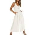 thumbnail image 2 of Wozhidaoke Jumpsuits for Women Ladies Casual Jumpsuit Onesie Spaghetti Strap Loose Rompers for Women Wide Leg Pants for Women White L, 2 of 8