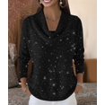 thumbnail image 5 of Women Knit Winter Clothes Casual Loose Sweaters Fall Fashion Cowl Neck Long Sleeve Trendy Pullover Black Sequins XL, 5 of 7