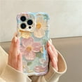thumbnail image 3 of BINUFF Stylish Twisted-Edge Painted Flower Phone Case, Silicone Shockproof for iPhone 11/12/13/14/15 Pro Max, 3 of 17