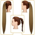 thumbnail image 5 of Youloveit Clip On Ponytail Hair Extensions for Women Wrap Around Thick Straight Hairpiece, Soft Straight Pony Tail Hair Synthetic Hairpiece, 160g Brown/Light Auburn(28" Ash Blonde), 5 of 7