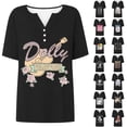 thumbnail image 5 of VNKIDY Womens Vintage Dolly Shirt Short Sleeve V Neck Country Legend Parton Memorial Graphic Tees Casual Country Music Festivals Comfort Fit Fall Tops For Women,Size XXL, 5 of 7