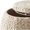 thumbnail image 4 of BOBOKY Round Storage Basket with Lid - Handwoven Water Hyacinth Organizer for Laundry, Blankets, Plants, Bedroom, Living Room, Home Office,Whitewash, 4 of 6