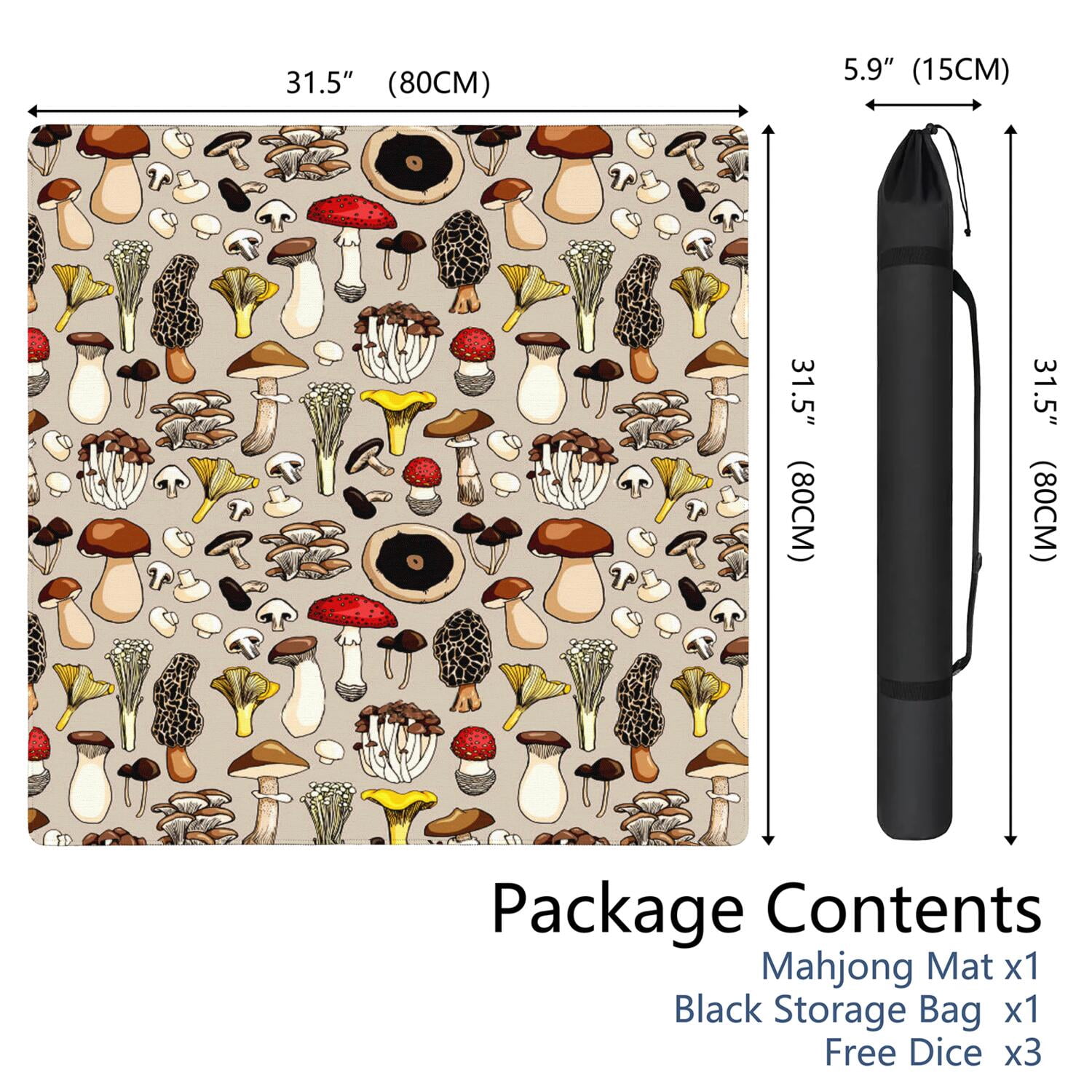 31.5 Inch Plants Inspired Table Mat Constructed from Rubber with Anti-Slip Properties and Noise Reducing Qualities for Mahjong Card Games Board Games Family Gatherings