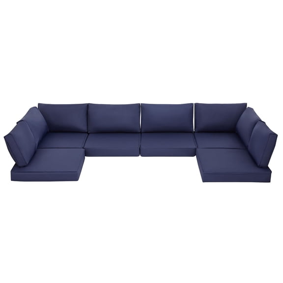 Garvee Patio Sofa Cushion Set 14-Piece, Waterproof Fade-Resistant Replacement Cushions for 6-Seat Outdoor Sectional, Deep Seat Non-Slip Comfortable – Blue