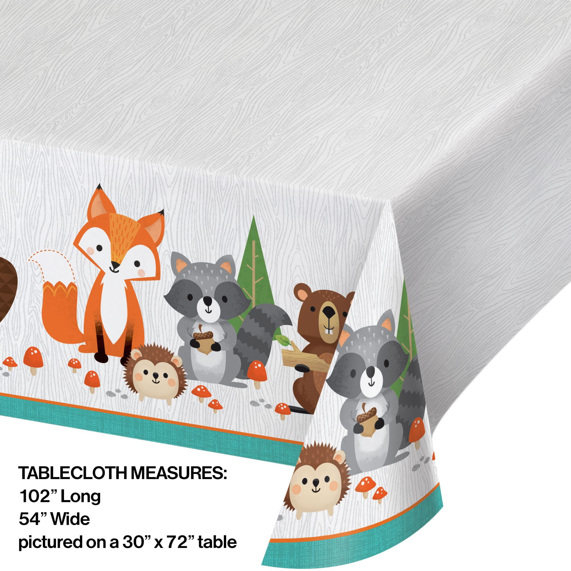 Creative Converting 343959 54 x 102 in. Woodland Wild One Plastic Tablecloth - Case of 6
