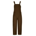 thumbnail image 4 of Ahuyic Womens Cotton Bib Overalls Loose Fit Wide Leg Jumpsuits Casual Rompers with Pockets Coffee XXL, 4 of 6
