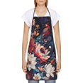 thumbnail image 2 of Naloa 1Pack Adjustable Bib Apron Waterdrop Resistant Cooking Kitchen Aprons for Women Men Chef, Colorful Flower Peacock Print, 2 of 5