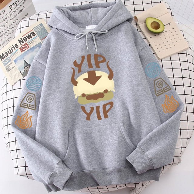 Avatar-Sudadera con capucha de manga larga para hombre y mujer, prenda de vestir con estampado de letras Appa YIP, estilo Anime negro, temporada primavera Otoño, 2022