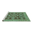 thumbnail image 2 of Ahgly Company Machine Washable Indoor Rectangle Oriental Turquoise Blue Traditional Area Rugs, 5' x 8', 2 of 4