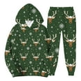 thumbnail image 2 of Men's Casual Christmas Printed Long-sleeved Hooded Sweatshirt and Sweatpants Two-piece Set, Fleece-Lined for Holiday Gifts Winter Sports and Festive Events,Army Green,L, 2 of 6