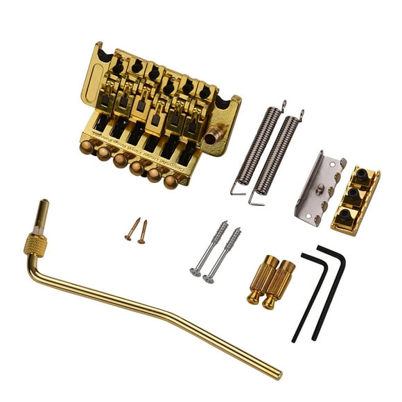 Sistema Trémolo Conjunto de sistema de trémolo doble con bloqueo de guitarra eléctrica Puente de guitarra dorado Tomshoo Sistema Trémolo