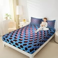 thumbnail image 4 of Manfei Neon Dense Holes Twin Sheet Sets,Geometric Geometric Hexagon Twin Fitted Sheet,Pink Blue Flat Sheet,Breathable Bedroom Decoration,3 Pieces, 4 of 7