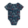 thumbnail image 2 of Daiia Navy Blue Geometric Printed Unisex-Baby Short Sleeve Onesies Bodysuits Baby Climbing Clothes Soft and Comfortable Romper with Expandable Shoulder Design-6 Months, 2 of 8