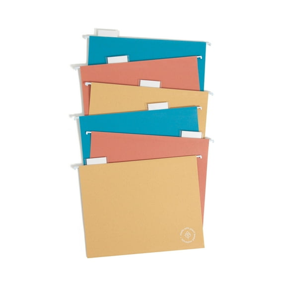 U Brands U Eco Hanging File Folders, 6 Count, Assorted Colors, 12.76 x 9.25 x 0.71 in.