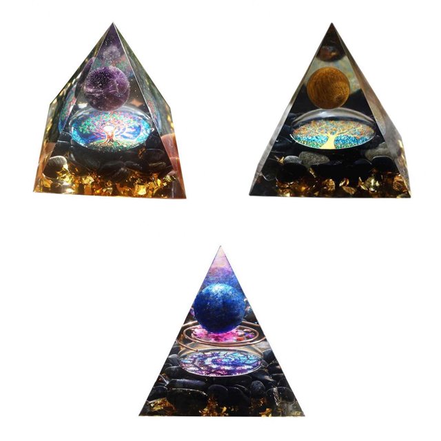 3x Cristal Piedra Preciosa Energía Meditación Natural Hugo Pirámide de Cristal