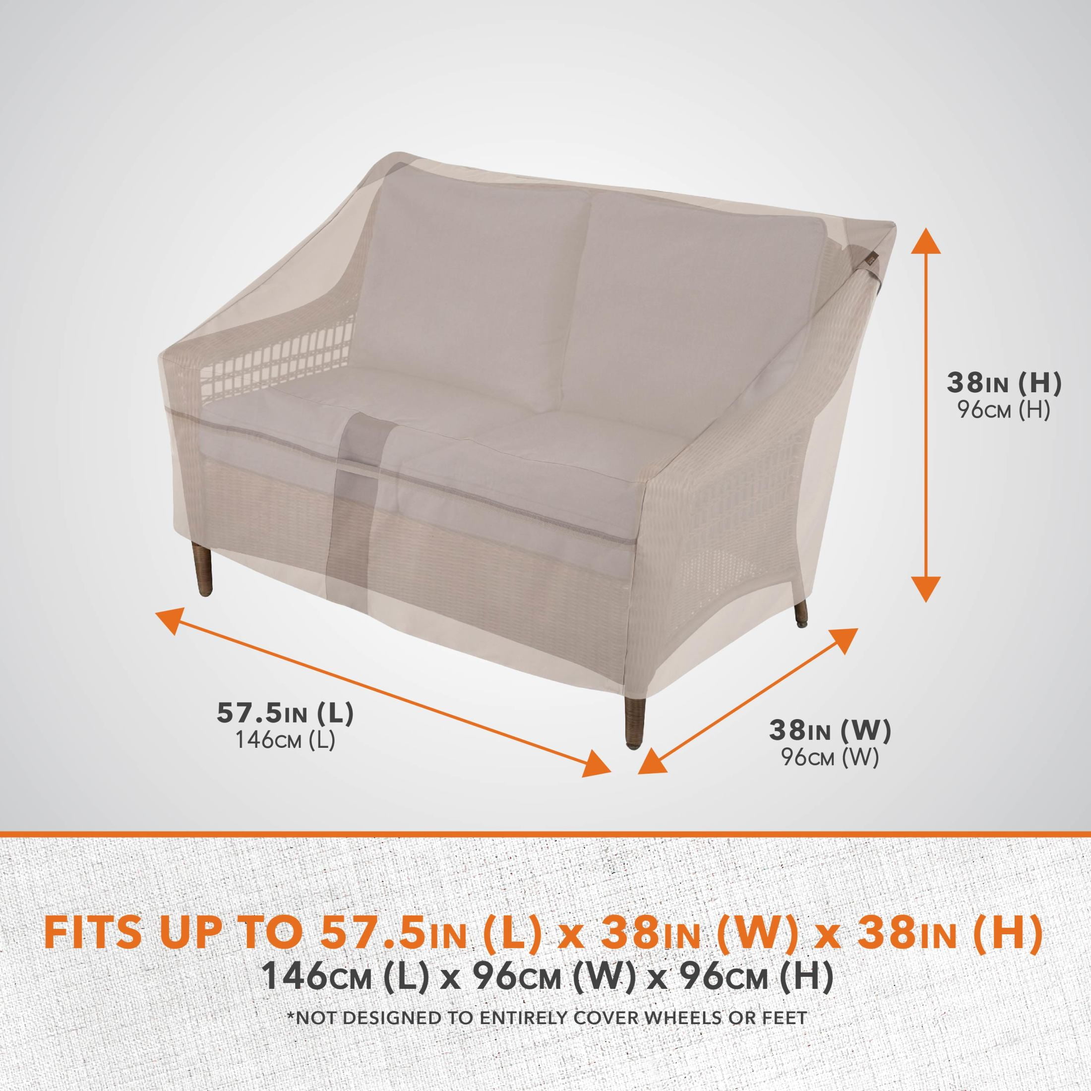 Modern Leisure Monterey 57.5" x 38" x 38" Beige Rectangle Patio Loveseat Cover with Water-Resistant