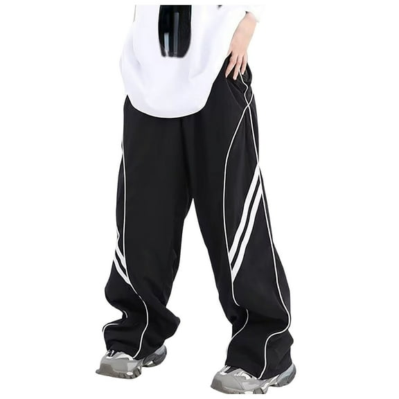 Women's Casual Elastic High Waisted Baggy Track Pants Wide Leg Comfortable Parachute Trousers for Travel