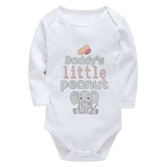 Daddy's Little Peanut Going Home Outfit Baby Boy Long Sleeve Baby Girl Cotton Romper White 3-6 Month Onsies