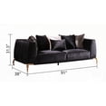 thumbnail image 6 of Shiny Thick Velvet 2PC Living Room Set in Black with Wood Frame, 6 of 11