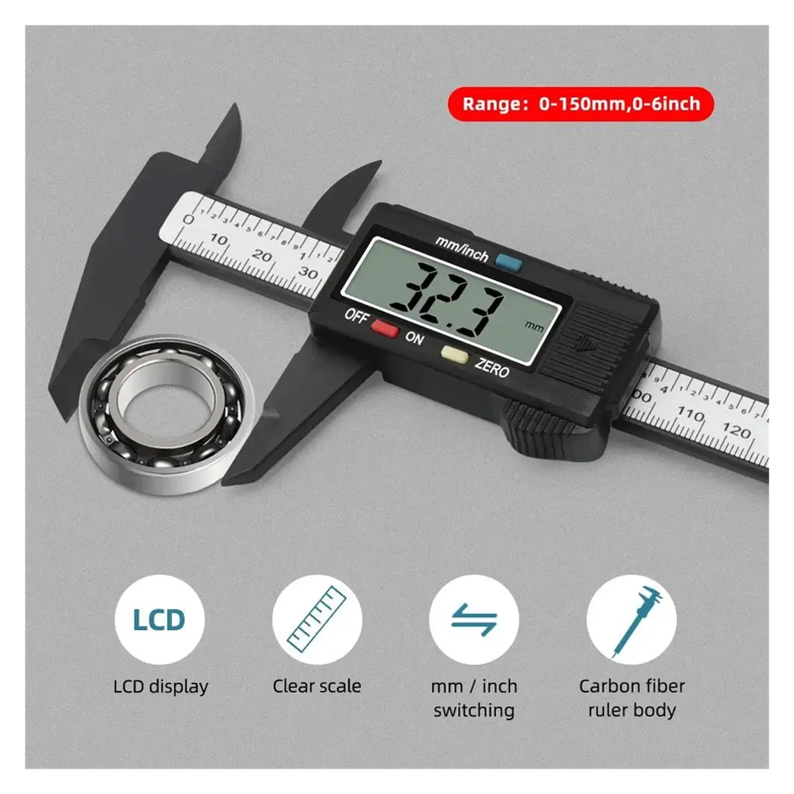 Hardened Stainless Steel 0-150 Mm Digital Caliper Electronic 0.1mm Vernier Caliper Measuring Tools Micrometro ,Precision Measuring