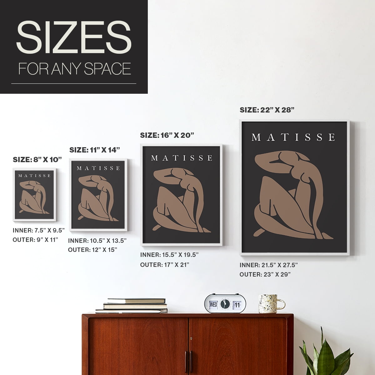 Matisse CCCLXXVII in White Solid Wood 22 x 28 Framed Print