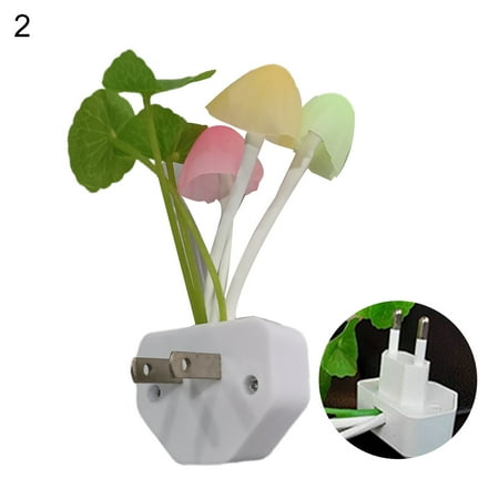 

YMheart 1PC US EU Plug Adapter LED Night Lamp Discolor Light Sense Control Mushroom Lamp