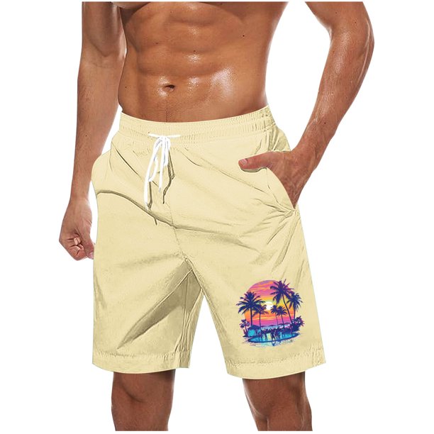 Pantalones Cortos Casuales para Hombre Imprimir con Bolsillos Pantalones de Playa de Cintura Elástica, Pantalones Cortos de Cintura Elástica para Hombre