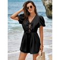 thumbnail image 3 of Romper Cicy Bell para mujer, bonito lazo en la parte delantera, cuello en V, manga abullonada, 3 of 7