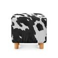 thumbnail image 2 of SCRAWLGOD Cow Print White Black Footstool Slipcover, Stretch Square Stool Furniture Protector Footstool Cover with Elastic Bottom Foot Rest Covers, 2 of 7