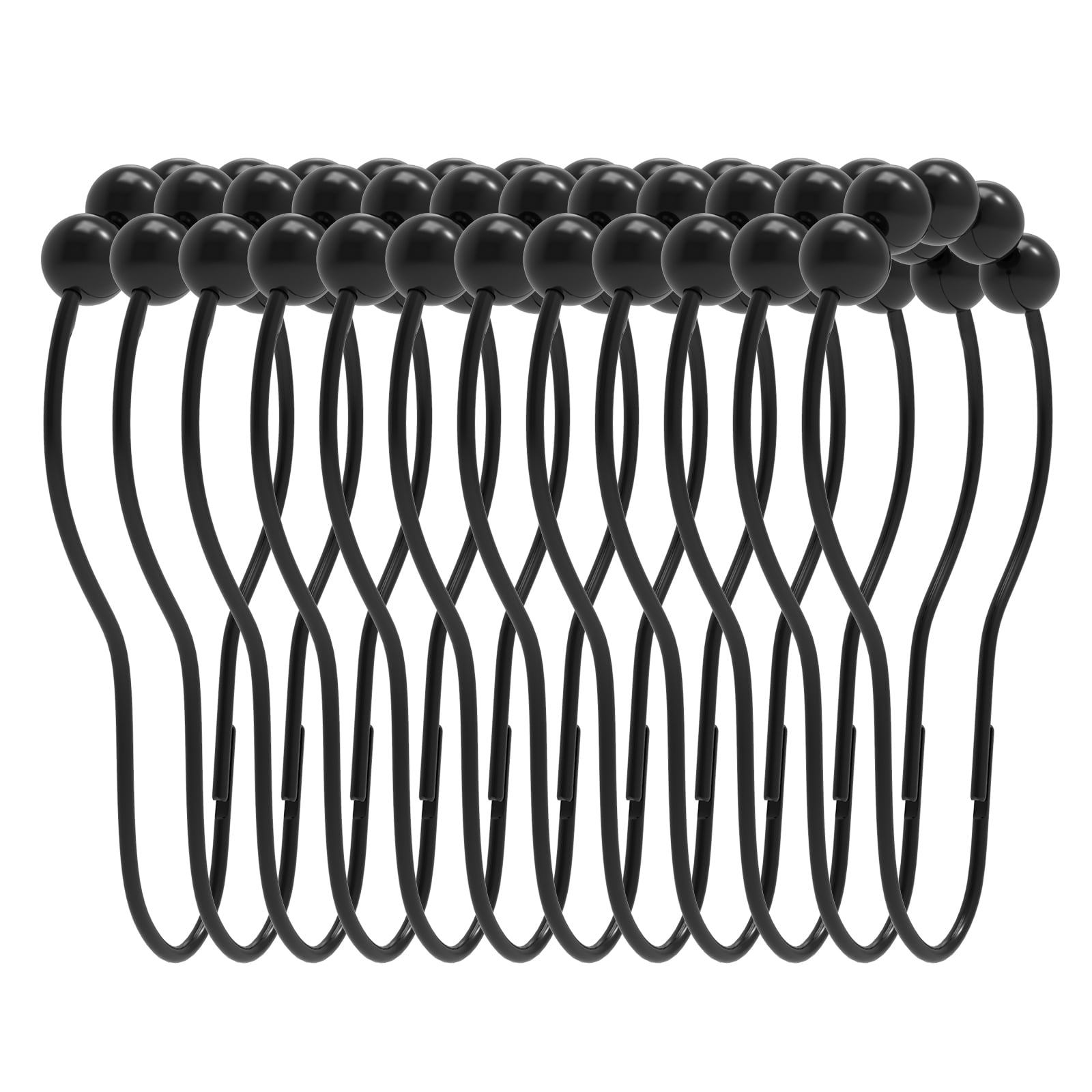 12Pcs Stainless Steel Bathroom Shower Curtain Rings Hooks with Roller Ball shan